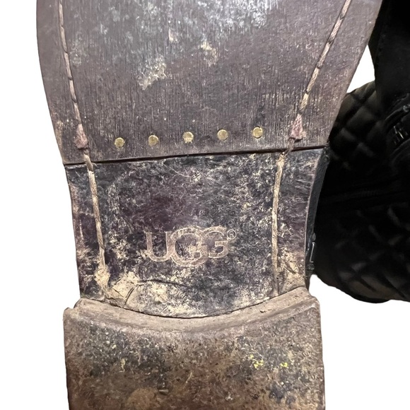 Ugg Australia Womens Black Conor Moto Boots size 6.5 Leather Side Zip 1001832 - Picture 9 of 11